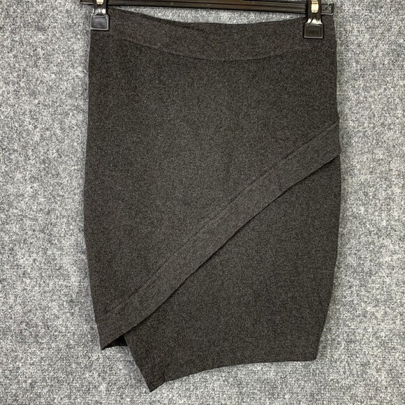 BCBGeneration Knit Skirt Women XXS Wrap Asymmetrical Pull-on Charcoal - Picture 1 of 7